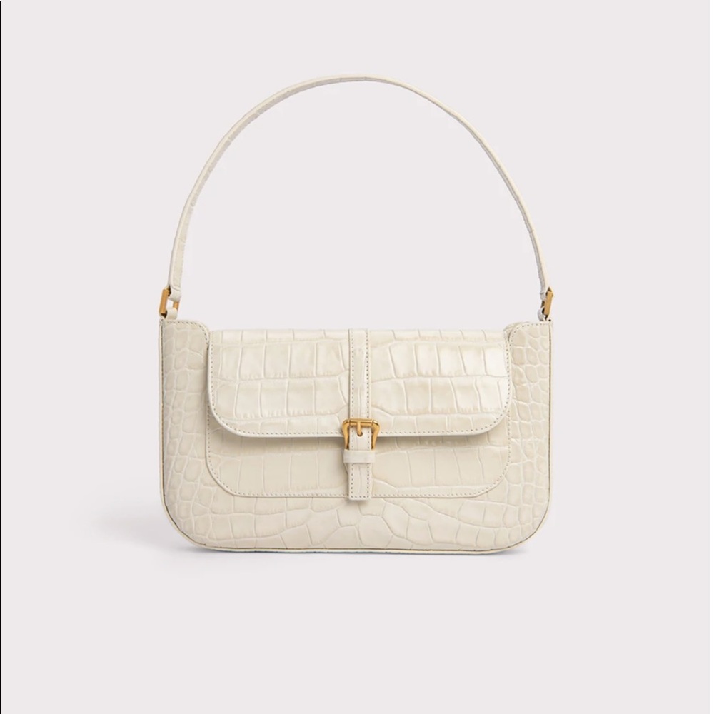 BY FAR MIRANDA CREAM CROCO EMBOSSED LEATHER